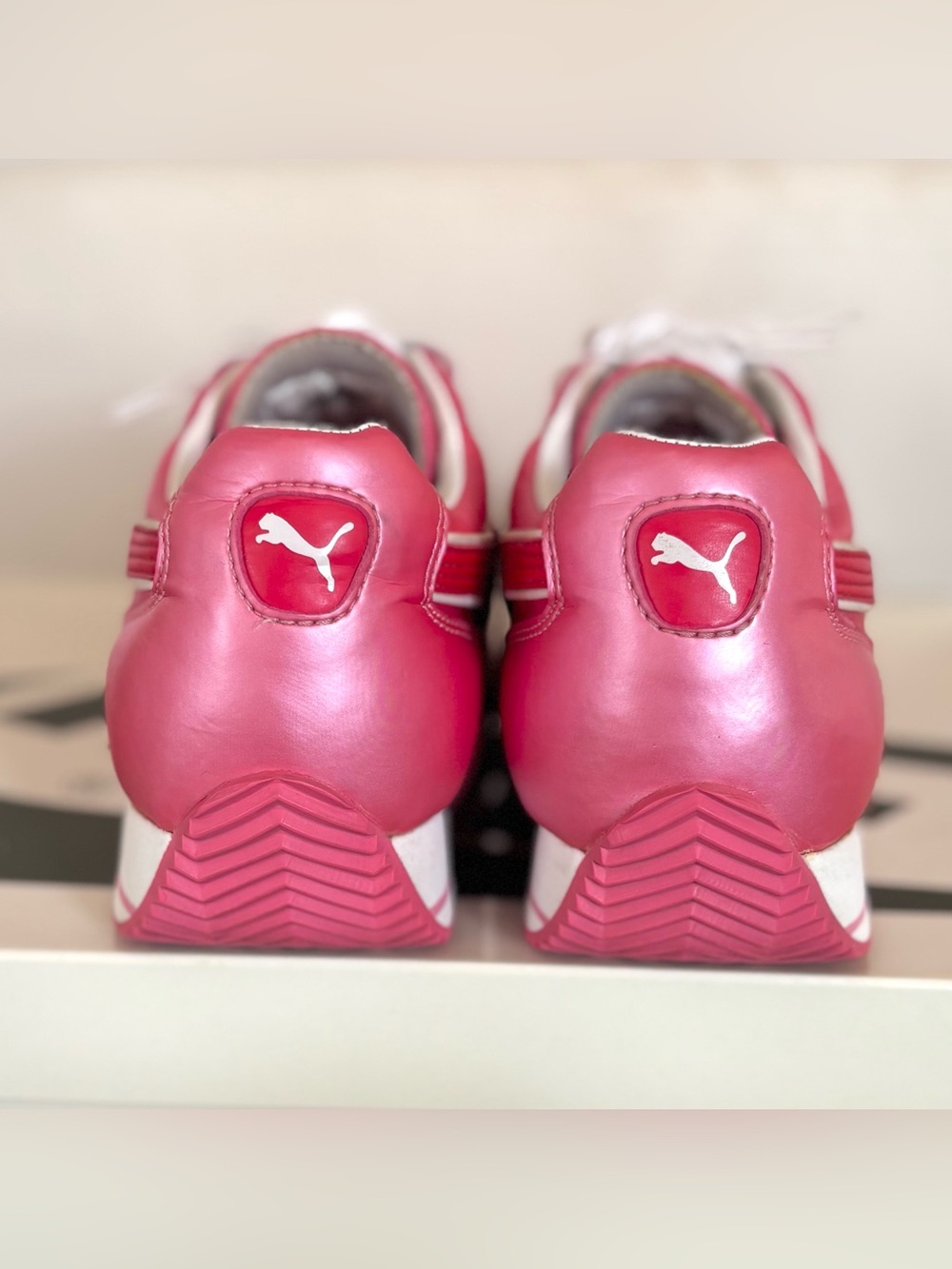 Vintage Puma Platform Wedge Sneakers Metallic Pink Chunky Y2K Womens 7 2000s - Picture 6 of 8